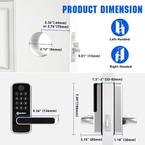 Smart Door Lock with WiFi Gateway, Keyless Entry Door Lock with Handle — Smart Lock, OLUMAT