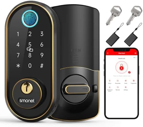 Smart Keyless Entry Door Lock - Fingerprint Electronic Deadbolt Touchscreen Keypad — Smart Lock, SMONET
