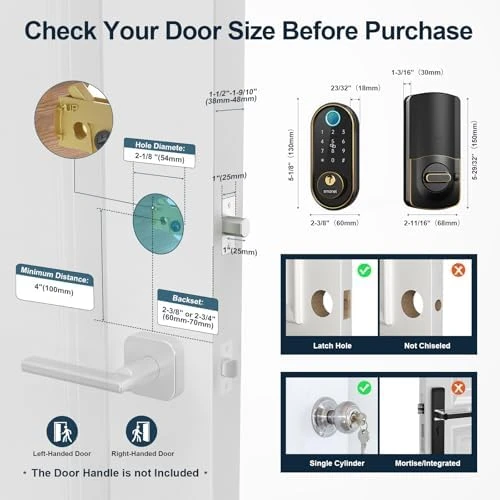 Smart Keyless Entry Door Lock - Fingerprint Electronic Deadbolt Touchscreen Keypad — Smart Lock, SMONET