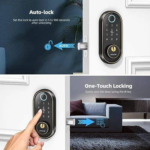 Smart Keyless Entry Door Lock - Fingerprint Electronic Deadbolt Touchscreen Keypad — Smart Lock, SMONET