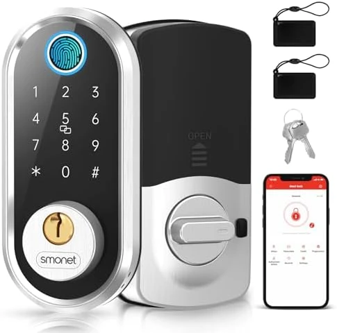 Smart Keyless Entry Door Lock - Fingerprint Electronic Deadbolt Touchscreen Keypad — Smart Lock, SMONET