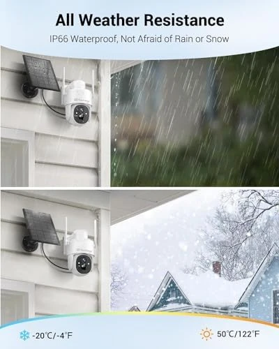 Solar Security Cameras Wireless Outdoor, 2K WiFi Cameras for Home Security, 360° PTZ Surveillance Camera with PIR, Color... — Security Camera, Techage
