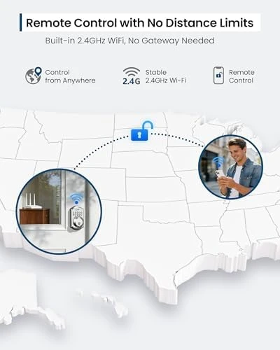 Wi-Fi Keyless Entry Door Lock with Keypad - Smart Deadbolt Lock for Front Door with 2 Keys — Smart Lock, TEEHO