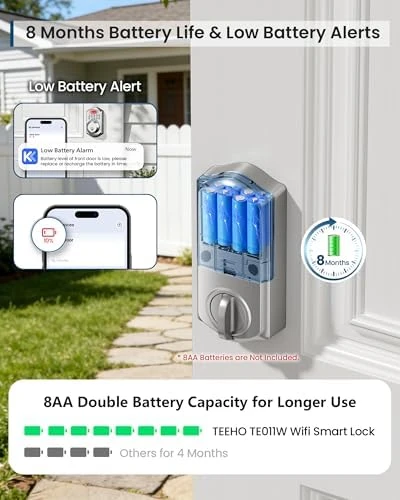 Wi-Fi Keyless Entry Door Lock with Keypad - Smart Deadbolt Lock for Front Door with 2 Keys — Smart Lock, TEEHO