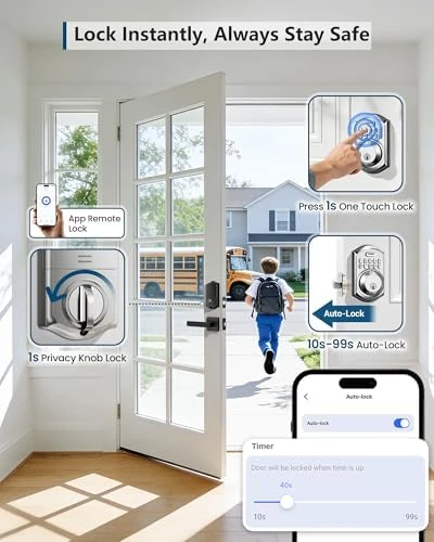 Wi-Fi Keyless Entry Door Lock with Keypad - Smart Deadbolt Lock for Front Door with 2 Keys — Smart Lock, TEEHO