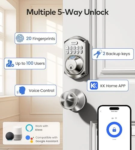 WiFi Smart Keyless Entry Door Lock with Handle — Smart Lock, TEEHO