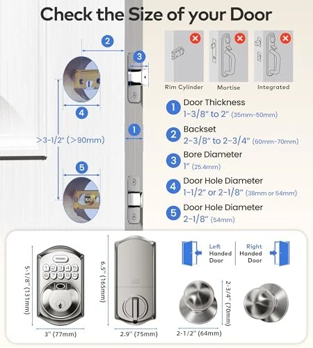 WiFi Smart Keyless Entry Door Lock with Handle — Smart Lock, TEEHO