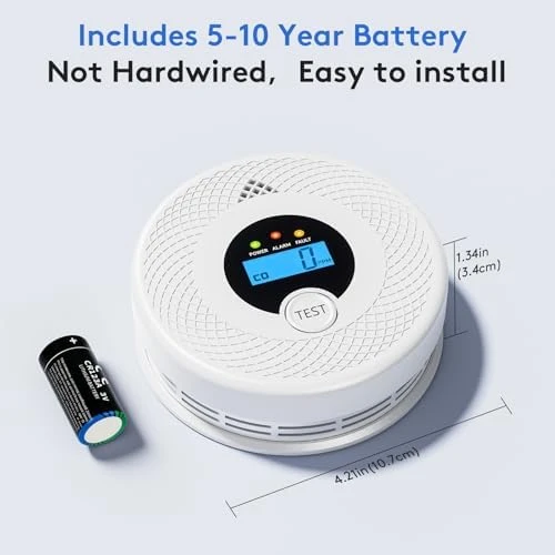 3-Pack Smart Smoke & CO Detector Combo with App Notifications — Radon Detector, Soewolit
