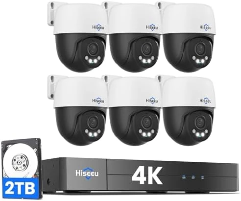 4K PoE Security Camera System with 6 PTZ Cameras — Security Camera, Hiseeu