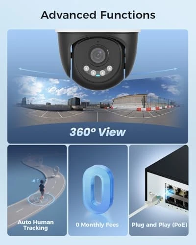 4K PoE Security Camera System with 6 PTZ Cameras — Security Camera, Hiseeu