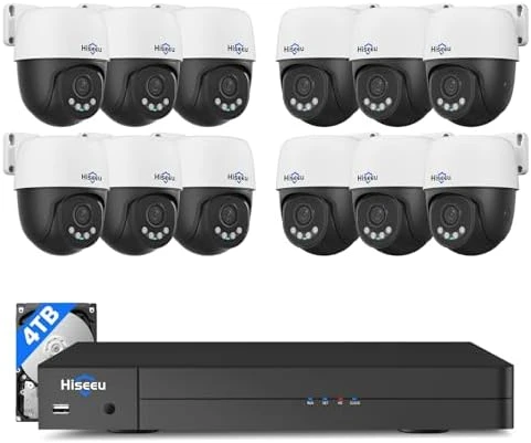 4K PoE Security Camera System with 6 PTZ Cameras — Security Camera, Hiseeu