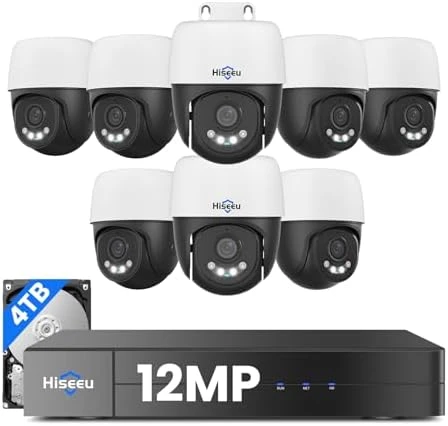 4K PoE Security Camera System with 6 PTZ Cameras — Security Camera, Hiseeu