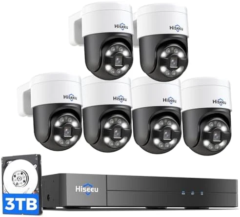 4K PoE Security Camera System with 6 PTZ Cameras — Security Camera, Hiseeu