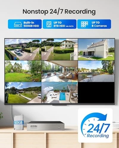 5MP Wired Security Camera System with Pan/Tilt 360° View — Security Camera, ZOSI