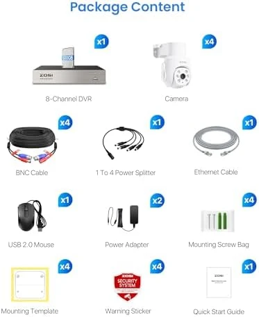 5MP Wired Security Camera System with Pan/Tilt 360° View — Security Camera, ZOSI