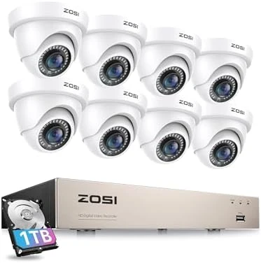 8CH Security Camera System with 1TB HDD, AI Detection, 80ft Night Vision — Security Camera, ZOSI