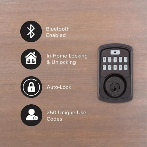 Aura Bluetooth Programmable Keypad Door Lock Deadbolt — Smart Lock, Kwikset