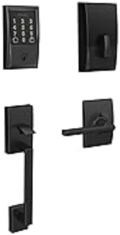 Encode Wi-Fi Smart Lock with Century Handleset Entry Set for Front Door, Matte Black — Smart Lock, SCHLAGE