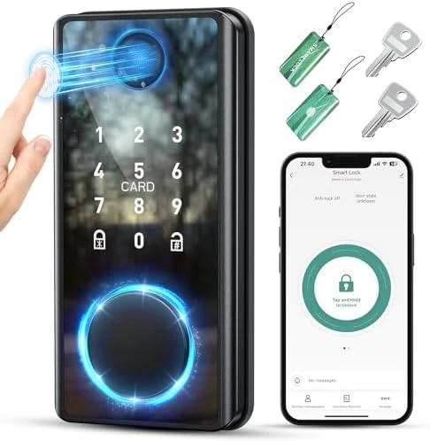 Smart Deadbolt Lock with Keypad Fingerprint Touchscreen & App Control — Smart Lock, PSOS