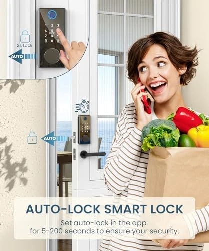 Smart Deadbolt Lock with Keypad Fingerprint Touchscreen & App Control — Smart Lock, PSOS