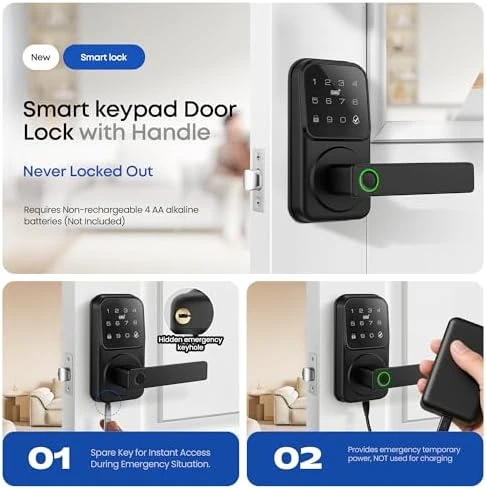 Smart Door Handle Lock with Touchscreen Keypad — Smart Lock, Heittis