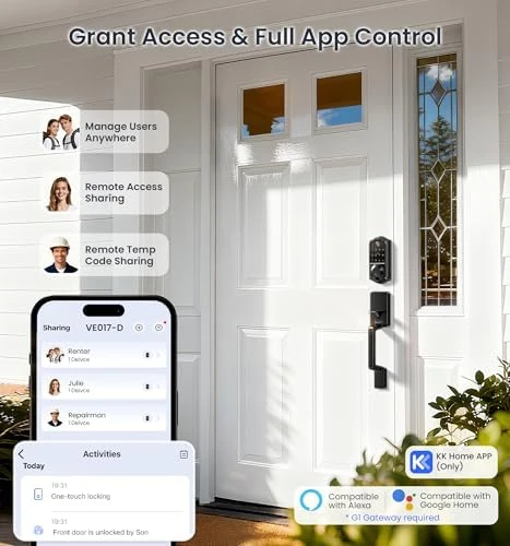 Smart Fingerprint Front Door Lock Set, App Control, 8-in-1 Keyless Entry Deadbolt with Lever Handle — Smart Lock, Veise