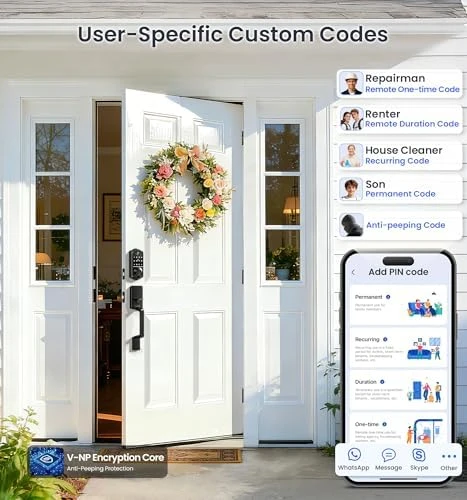Smart Fingerprint Front Door Lock Set, App Control, 8-in-1 Keyless Entry Deadbolt with Lever Handle — Smart Lock, Veise