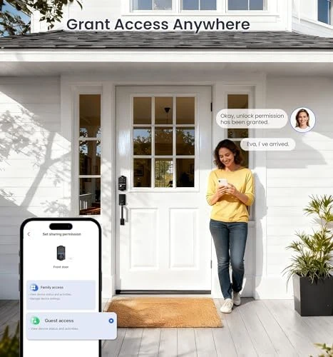 Smart Fingerprint Front Door Lock Set, App Control, 8-in-1 Keyless Entry Deadbolt with Lever Handle — Smart Lock, Veise