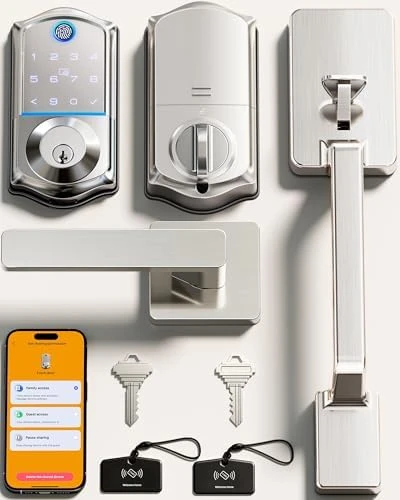 Smart Fingerprint Front Door Lock Set, App Control, 8-in-1 Keyless Entry Deadbolt with Lever Handle — Smart Lock, Veise