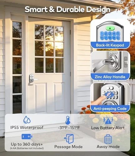 Smart Keypad Door Lock with Handle — Smart Lock, TEEHO