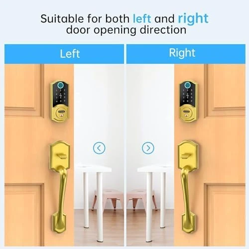 Smart Lock Front Door with Handle, Keyless Entry Door Lock Set, Fingerprint Smart Deadbolt with App Bluetooth,... — Smart Lock, SMONET