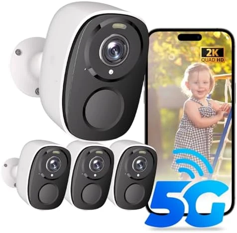 Upgraded 5G/2.4G WiFi Security Cameras Wireless Outdoor, 2K Battery Powered Home Indoor Camera with AI Motion Detection — Security Camera, ELECCTV