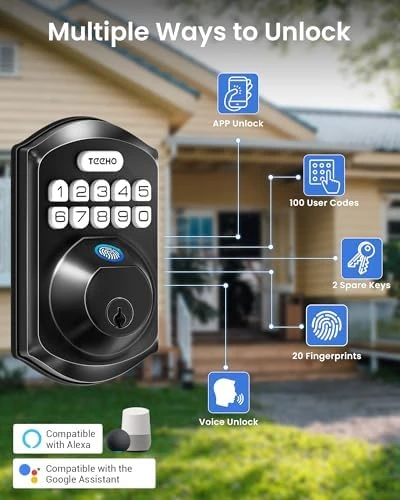 WiFi Keypad Door Lock with Handle Set — Smart Lock, TEEHO