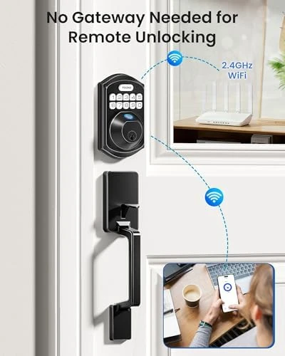 WiFi Keypad Door Lock with Handle Set — Smart Lock, TEEHO