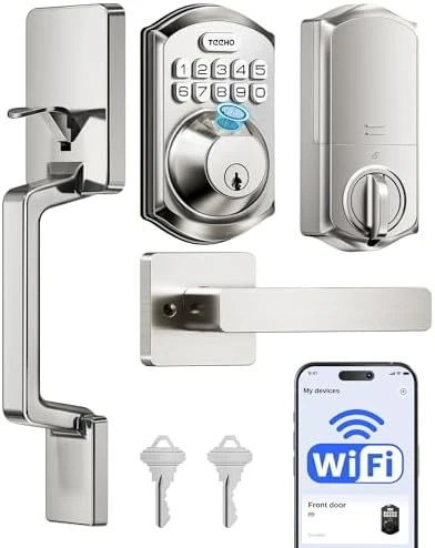 WiFi Keypad Door Lock with Handle Set — Smart Lock, TEEHO
