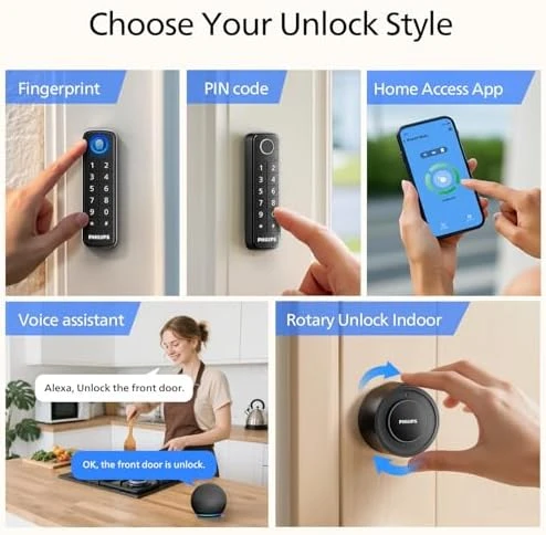 WiFi Smart Deadbolt Lock with Fingerprint Keypad — Smart Lock, Philips