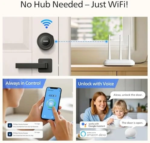 WiFi Smart Deadbolt Lock with Fingerprint Keypad — Smart Lock, Philips