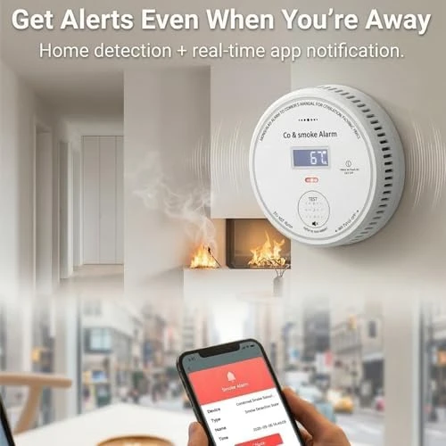 WiFi Smoke Detector and Carbon Monoxide Detector Combo — Air Quality Monitor, ANTERCITE