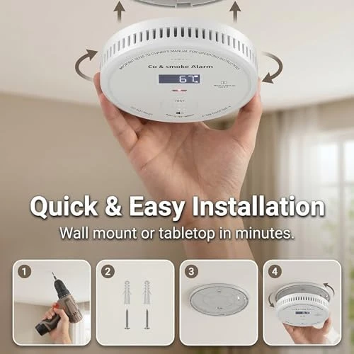 WiFi Smoke Detector and Carbon Monoxide Detector Combo — Air Quality Monitor, ANTERCITE
