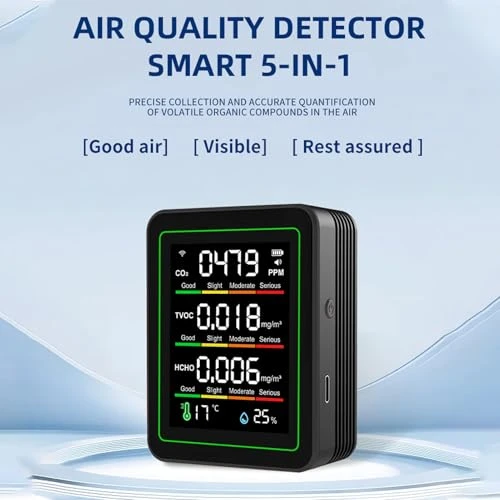 5-in-1 WiFi Air Quality Detector — Air Quality Monitor, Zunate