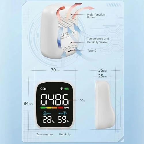 Smart Air Quality Monitor with CO2, WiFi, Temperature & Humidity Sensors — Air Quality Monitor, Acenew