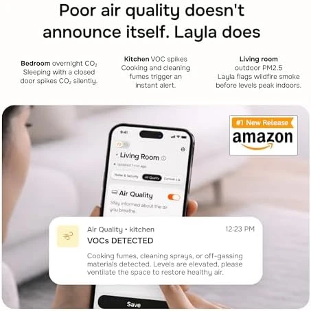 Smart Home Agent — 9-in-1 Smart Sensor, Noise & Motion Detector, Air Quality Monitor — Air Quality Monitor, Layla Eco Store