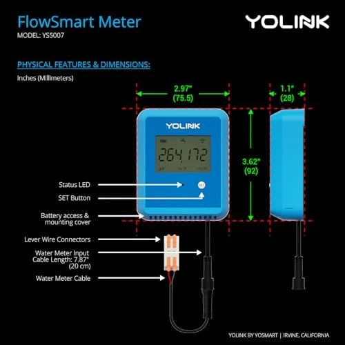 Smart Water Usage Monitor and Leak Detection — Water Shut Off Valve, YoLink