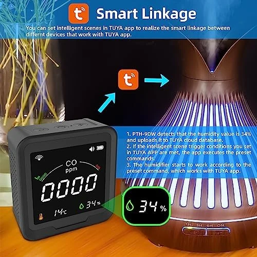 WiFi Carbon Monoxide Detector, 3-in-1 Air Quality Monitor — Air Quality Monitor, Protmex