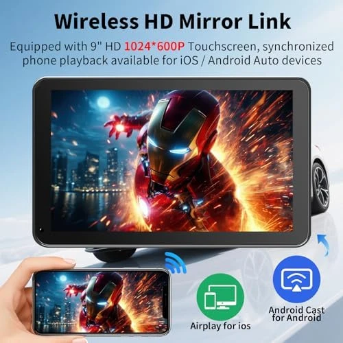 9'' Wireless CarPlay & Android Auto Screen — Car Infotainment System, GTVFS