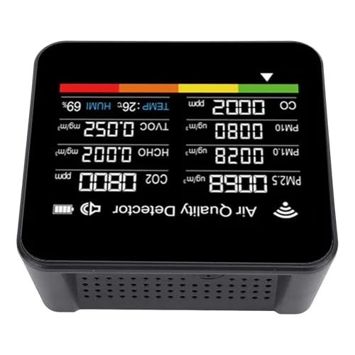 Smart Air Quality Meter, 14 in 1 HCHO PM2.5 VOC Temperature Humidity Detector with WiFi Connectivity and Clear Display... — Air Quality Monitor, YDuupxe