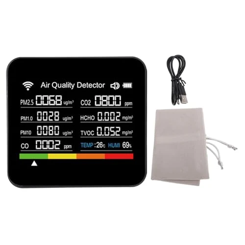 Smart Air Quality Meter, 14 in 1 HCHO PM2.5 VOC Temperature Humidity Detector with WiFi Connectivity and Clear Display... — Air Quality Monitor, YDuupxe