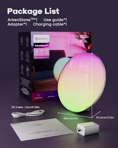 Smart Sunrise Alarm Clock with App Control & Bluetooth Speaker — Desk Lamp, Dekala