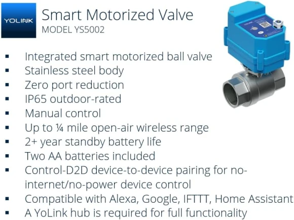 Smart Water Leak Protection System — Water Shut Off Valve, YoLink