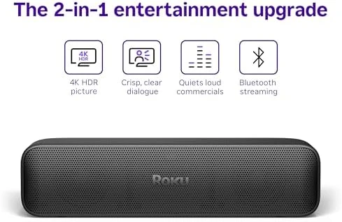 2-in-1 TV Soundbar with Built-in 4K/HDR Streaming, Premium Speakers, & Enhanced Speech Clarity — Sound Bar, Roku